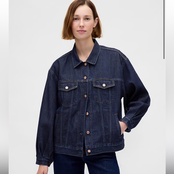 Gap Women’s Jean Dark Wash Jacket Sz XL - Picture 1 of 8